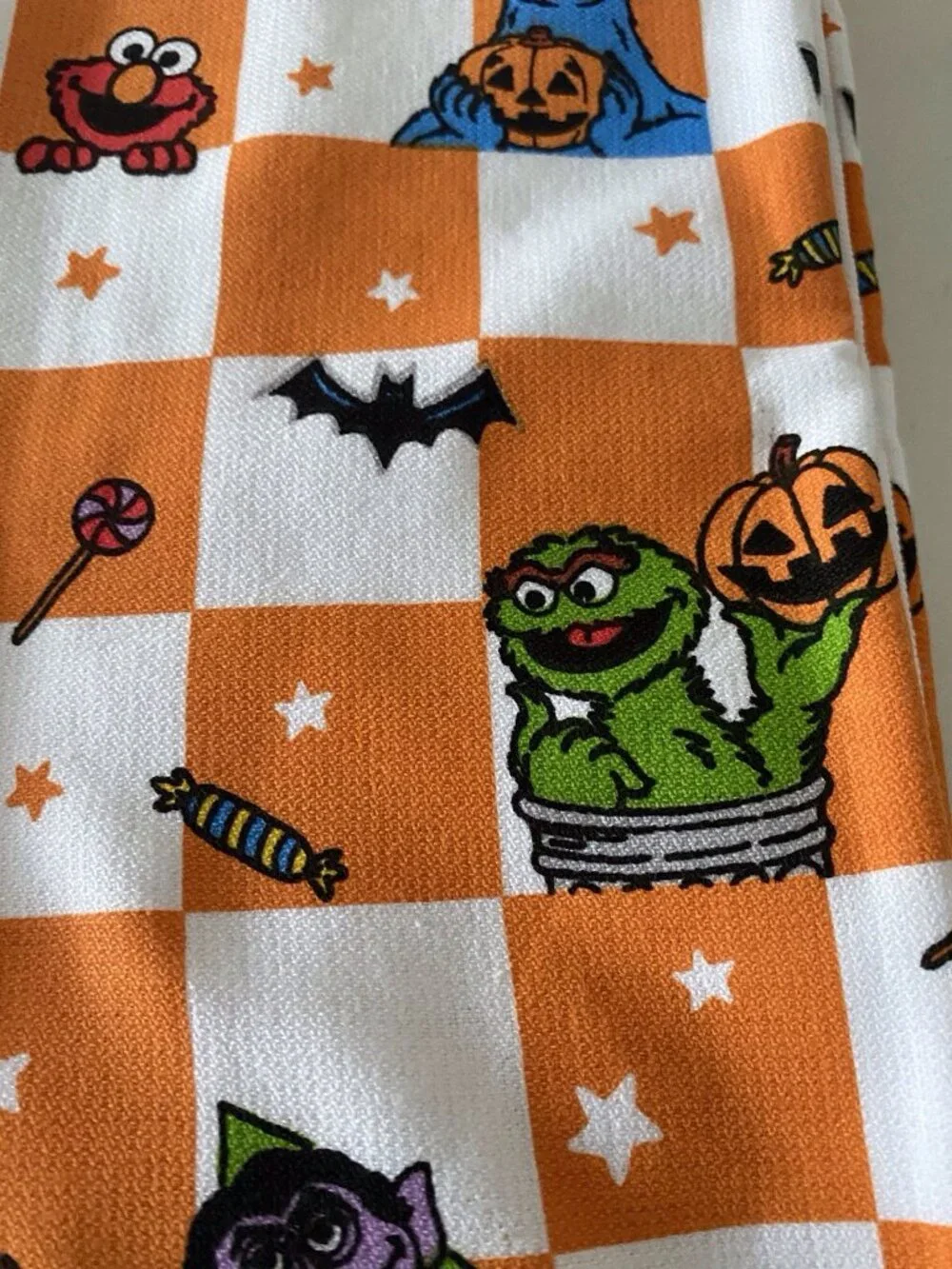 2 Pack Sesame Street Halloween Kitchen Dish Towels Cookie Big Bird, Oscar Count